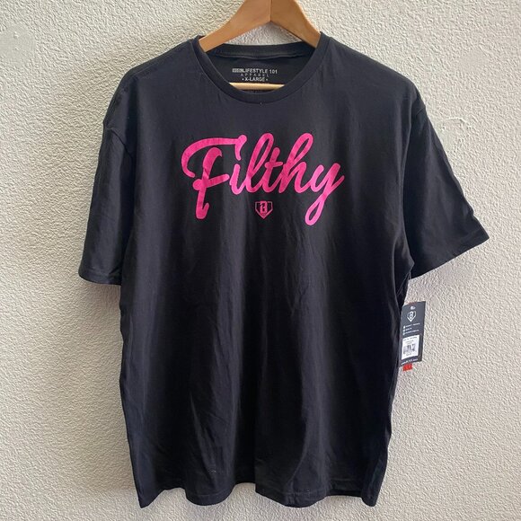 Baseball Lifestyle 101 Other - NEW Baseball Lifestyle 101 Filthy Pink Writing T-Shirt Short Sleeve Men's XL NWT